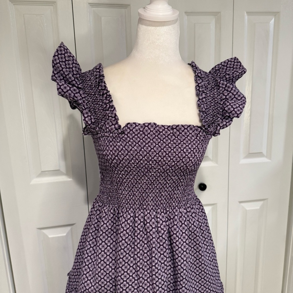 Hill House Home, The Nap Dress Purple Floral Smocked Midi Dress,  Size Small EUC - Picture 3 of 11
